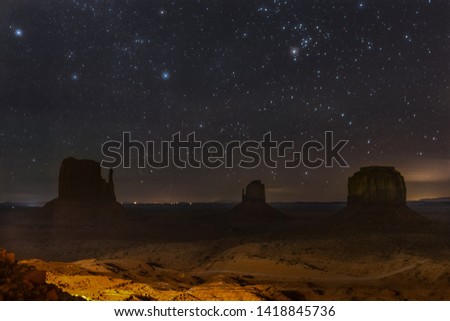 Stars over monument valley in Utah. 