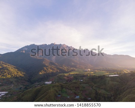 The greatest Mount Kinabalu of Sabah, Borneo during Sunrise.