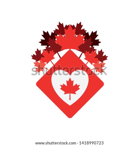 Maple leaf heart and canada symbol design