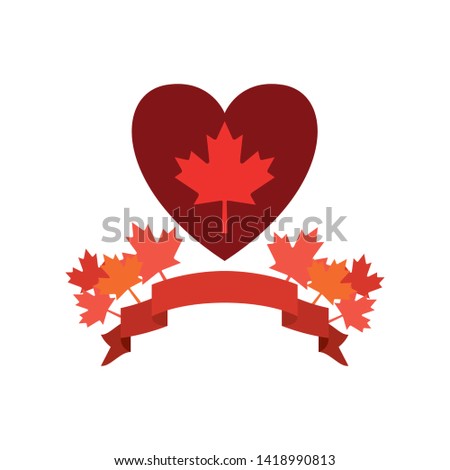 Maple leaf heart and canada symbol design