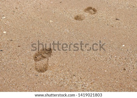 Footprint of person on sand at beach be wallpaper and background or using other.