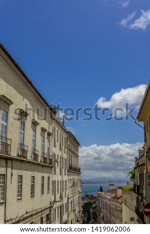 Charming Lisbon narrow street. High Resolution Photography.
