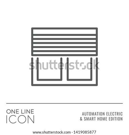 One Line Icon Series - Window with Roller Blinds Sign as House Windows Control Flat Outline Stroke Style Symbol in House Automation Electric and Smart Home Edition - Vector Pictogram Graphic Design Royalty-Free Stock Photo #1419085877