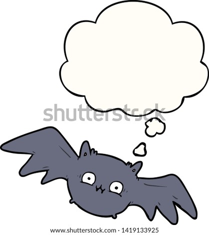 cartoon halloween bat with thought bubble