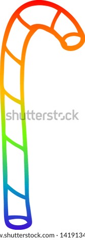rainbow gradient line drawing of a cartoon candy cane