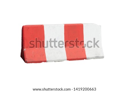 concrete barrier red and white on white background