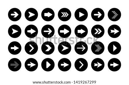 Vector arrow buttons in round shape. Set of flat icons, signs, symbols arrow for interface design, web design, apps and more. Royalty-Free Stock Photo #1419267299
