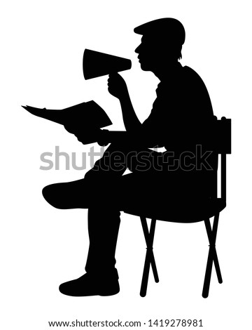 Film director silhouette vector on white Royalty-Free Stock Photo #1419278981