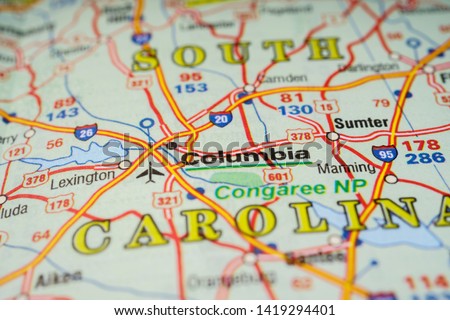Columbia on USA map travel background
