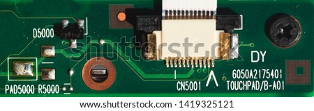 Macro photo of laptop  chip with space for writing