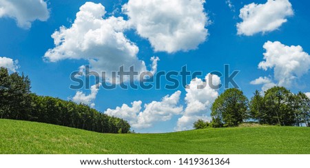 green hills and trees ,beautiful summer sky.nature background 