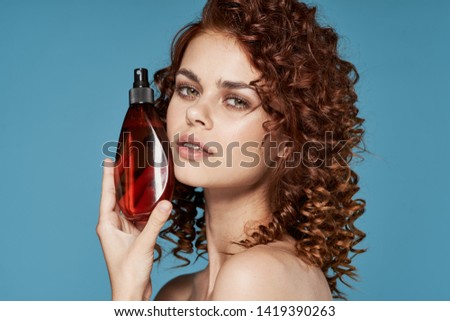 Beautiful woman shampoo head skin care model