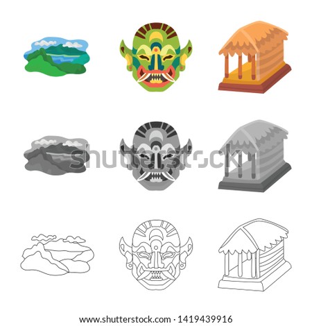 Isolated object of  and travel logo. Collection of  and traditional stock vector illustration.