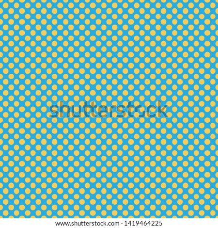 Seamless vector pattern with polka dots Bright blue and yellow color