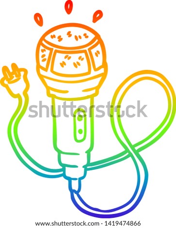 rainbow gradient line drawing of a microphone