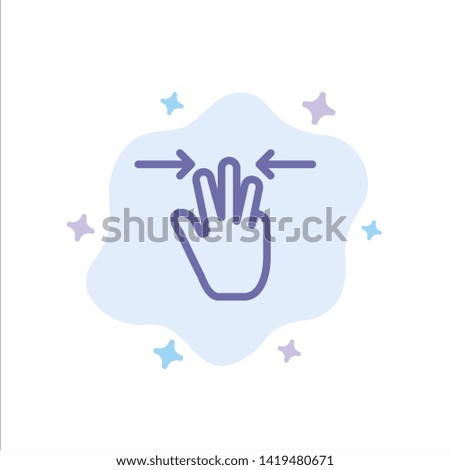 Gestures, Hand, Mobile, Three Fingers Blue Icon on Abstract Cloud Background