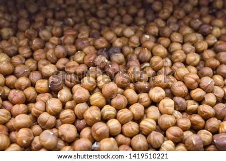 Hazelnut. Fresh organic filbert. Nuts close-up. Food background.