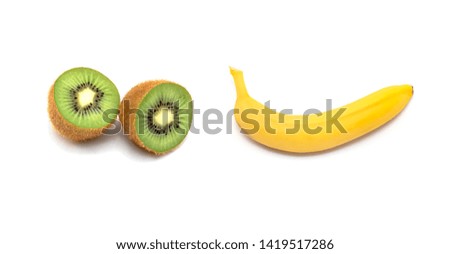 Row of Fresh Fruits Kiwi  and Banana
