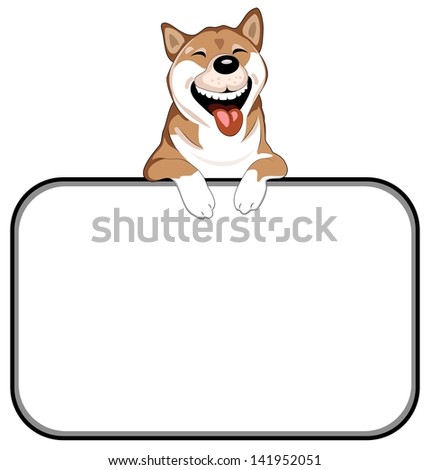 Laughing Dog holding a Sign