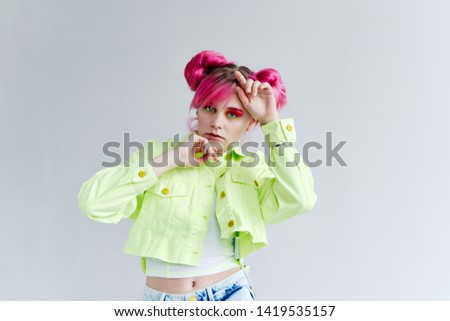 woman with pink hair beauty