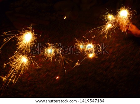 Burning Fire Sparkler Blast Light Up at Night