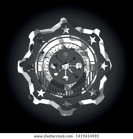 business network icon inside grey camo emblem