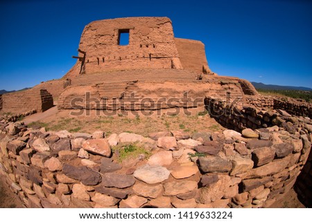 Color photo of the ruins at Pecos National Historical Park located in San Miguel and Santa Fe Counties, New Mexico.