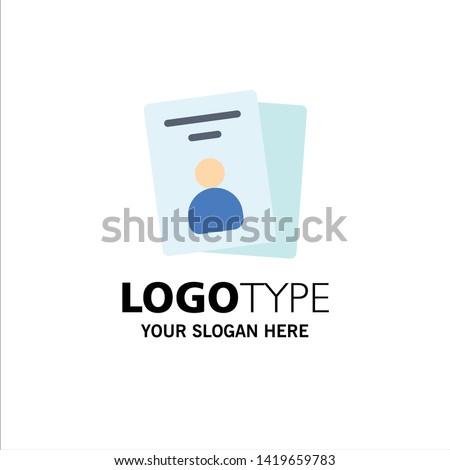 Id, Card, ID Card, Pass Business Logo Template. Flat Color