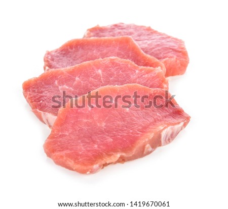 Raw pork meat on white background 