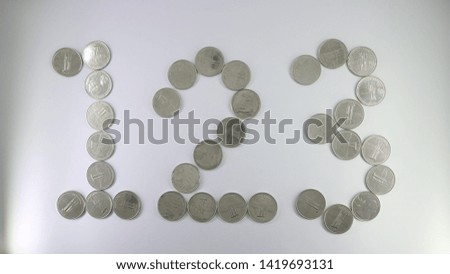 Coin Number Isolated on white background