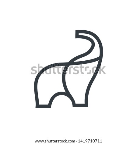 abstract elephant line logo design vector. for coloring book