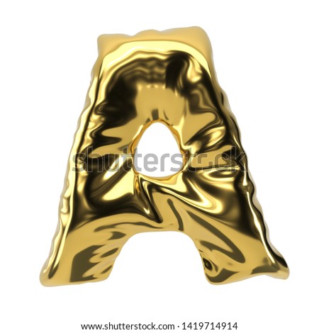 Gold ballon alphabet letter A isolated on white background