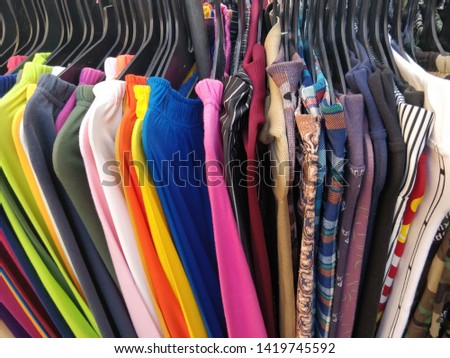Selection of colorful fabrics or clothes