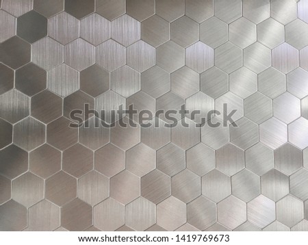 Silver hexagon marble tile wall for background , for Interiors design. High resolution