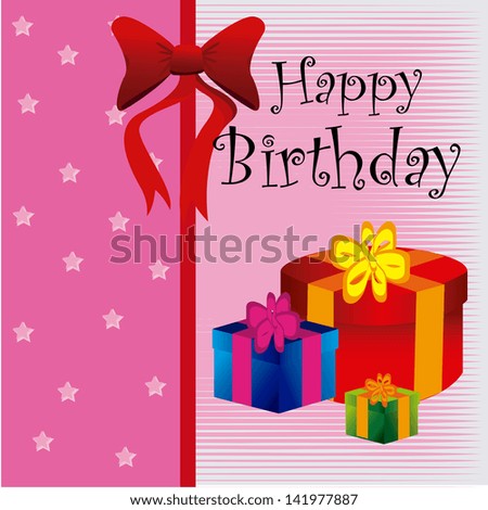 happy birthday gifts over pink background vector illustration