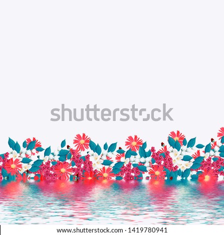 Colorful spring flowers isolated on white background. 