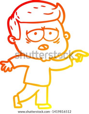 warm gradient line drawing of a cartoon tired man