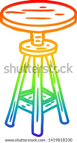 rainbow gradient line drawing of a adjustable artist stool