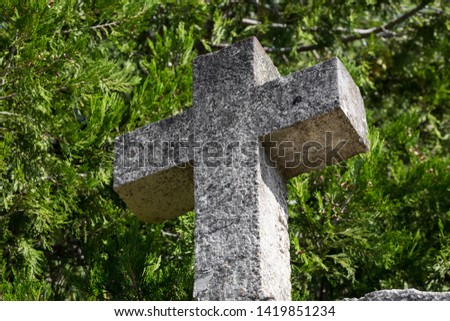 Ancient granite cross in the convent of San Antonio, Madrid.