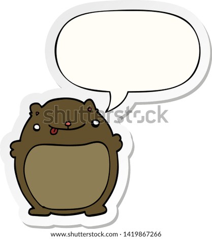 cartoon fat bear with speech bubble sticker