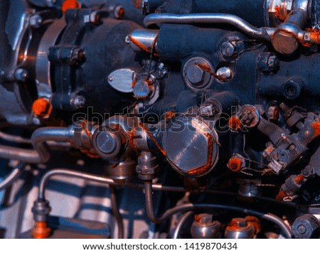 Cyberpunk airplane engine in detail background