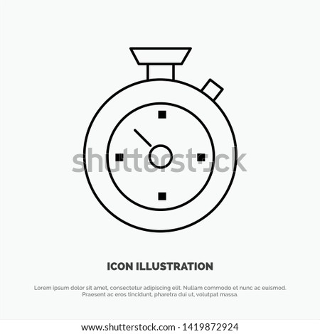 Compass, Timer, Time, Hotel Vector Line Icon