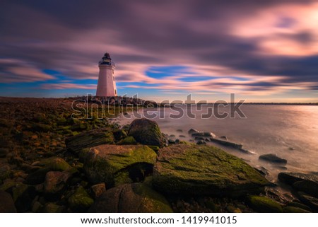 Sunset on Fayerweather Island in Bridgeport, Connecticut, USA. Royalty-Free Stock Photo #1419941015