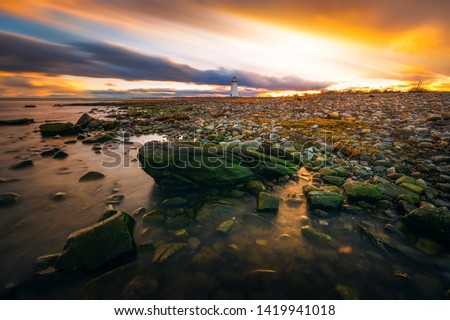 Sunset on Fayerweather Island in Bridgeport, Connecticut, USA. Royalty-Free Stock Photo #1419941018