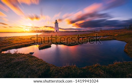 Sunset on Fayerweather Island in Bridgeport, Connecticut, USA. Royalty-Free Stock Photo #1419941024