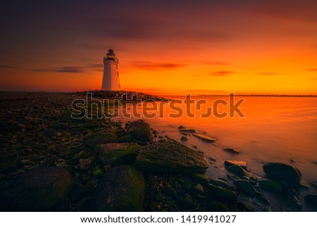 Sunset on Fayerweather Island in Bridgeport, Connecticut, USA. Royalty-Free Stock Photo #1419941027