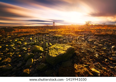 Sunset on Fayerweather Island in Bridgeport, Connecticut, USA. Royalty-Free Stock Photo #1419941030