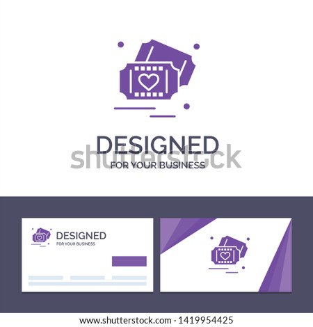 Creative Business Card and Logo template Ticket, Love, Heart, Wedding Vector Illustration