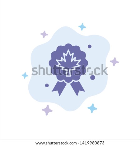 Leaf, Award, Badge, Quality Blue Icon on Abstract Cloud Background