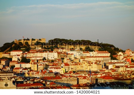 Sunset view of Lisbon skyline